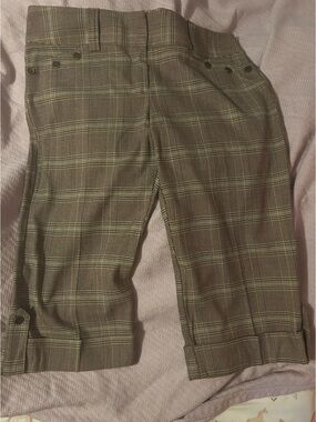 Vintage Deadstock Y2K Vanity Plaid Cropped Pants in Brown & Tan
